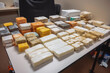 © VisualProduction - Seized drugs on border. Stack of packed drugs collected during border control at airport. Generative AI.