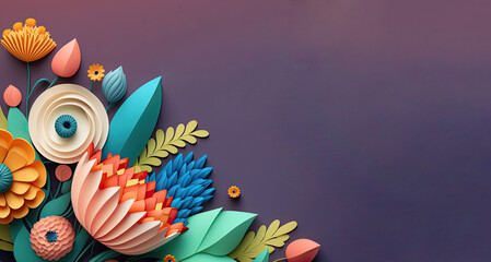 Wall Mural - copy space flowers mock up background, decorative floral mockup wall background