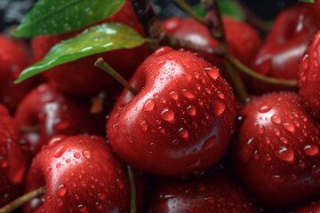 Wall Mural - Fresh Acerola Fruits. Ai generative