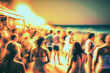 © wernerimages - beach party with blurred people, ai generated