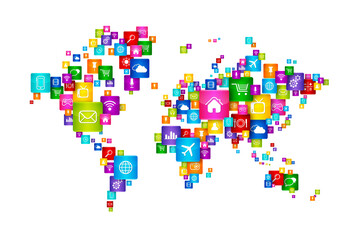  World Map Flying Desktop Icons collection