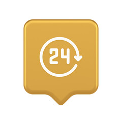 Wall Mural - 24 hours circle arrow button always available assistance service 3d realistic speech bubble icon