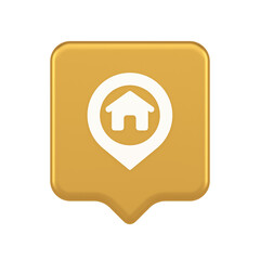 Wall Mural - house map pin location button navigation panel web app gps network pointer 3d realistic speech bubbl
