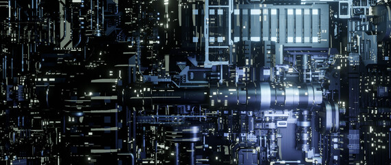 Wall Mural - abstract structure circuit computer technology business background 3d render