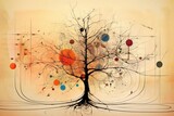 Fototapeta Boho - Drzewo abstrakcyjny kolorowy akrylowy obraz Generative AI