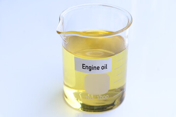 Canvas Print - Engine oil in container, science experiment concept