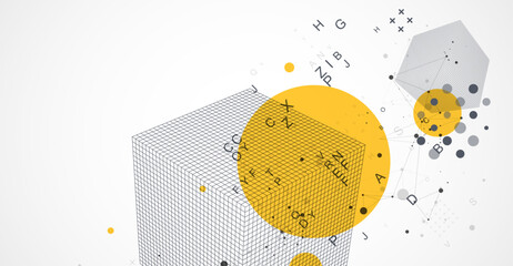 Modern science abstract background. Cube illustration. Vector.