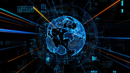 Aufkleber - Global communication network concept. Planet earth in cyberspace. Digital transformation.