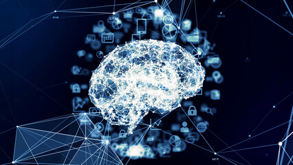 Poster - AI (Artificial Intelligence) concept. Deep learning. IoT (Internet of Things). ICT (Information Communication Technology).