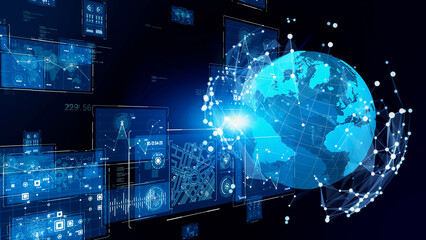 Aufkleber - Global communication network concept. Planet earth in cyberspace.