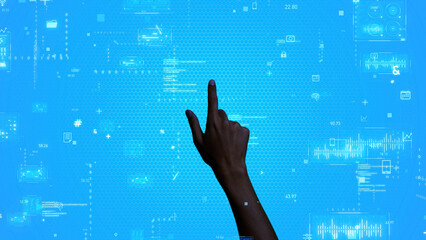 Aufkleber - Touch screen concept. Human hand touching screen.