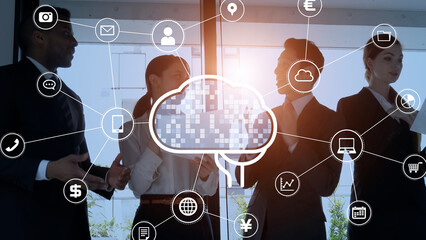 Poster - AI (Artificial Intelligence) concept. Communication network.