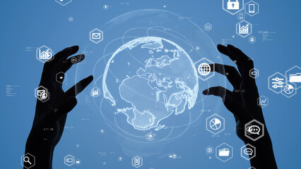 Aufkleber - Global communication network concept. Digital transformation.