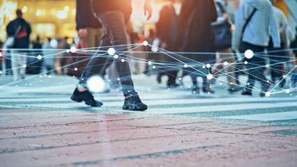 Poster - Crowd and network concept. Communication technology.