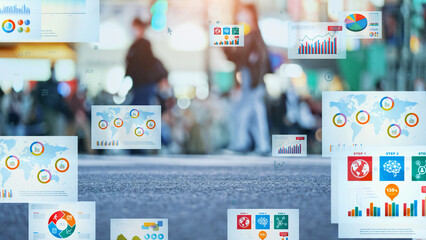 Aufkleber - Crowd and documents concept. Communication technology.