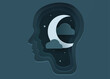 © hobbitfoot - Silhouette of a human head with night moon. Concept of healthy sleep.