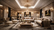 © mimadeo - luxury living room interior with wealthy decoration. generative ai