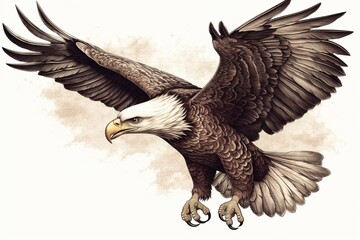 Wall Mural - american eagle isolated on white background. generated by ai