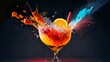 Cocktail drink splash fresh and exploding, Generative AI