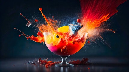 Cocktail drink splash fresh and exploding, Generative AI