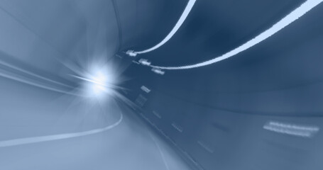 Wall Mural - Highway road tunnel with car light