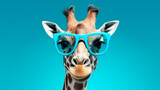 Fototapeta Natura - cool giraffe with sunglasses