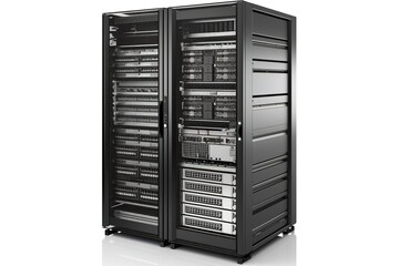 server rack isolated on white background. Generated by AI