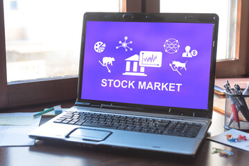 Canvas Print - Stock market concept on a laptop screen