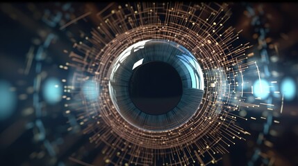 Wall Mural - background with code. eye viewing digital information technology background. generative ai