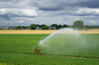Ein Feld wird mit Wasser bewässert