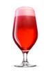 Pokal glass of fresh red beer with cap of foam isolated. Fruit beer cocktail. Transparent PNG image.
