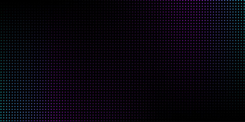 Flowing dot particles wave pattern blue and violet gradient light isolated on black background. Vector in concept of AI technology, science, music.