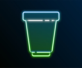 Canvas Print - Glowing neon line Water filter cartridge icon isolated on black background. Colorful outline concept. Vector