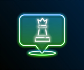 Sticker - Glowing neon line Chess icon isolated on black background. Business strategy. Game, management, finance. Colorful outline concept. Vector