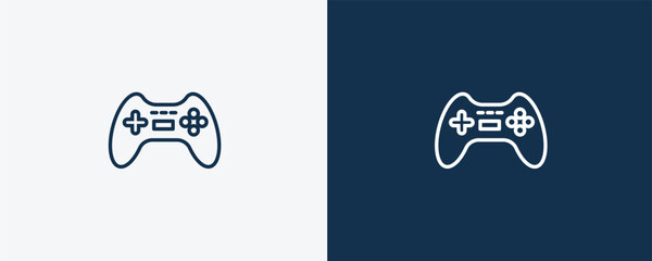 gaming icon. Outline gaming icon from ai and future technology collection. Linear vector isolated on white and dark blue background. Editable gaming symbol.