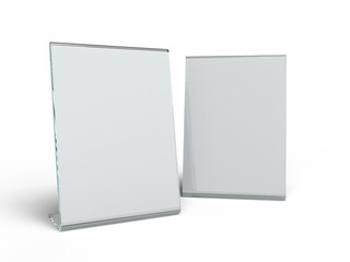 Wall Mural - acrylic table tent, card holder isolated on transparent background. png file. 3d render.