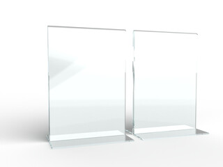 Wall Mural - acrylic table tent, card holder isolated on transparent background. png file. 3d render.