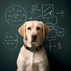 Dog at math lesson. Generative AI