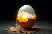 A Lightbulb Emerging From A Cracked Egg, Symbolizing The Birth Of A New And Innovative Idea.  Generative AI Technology