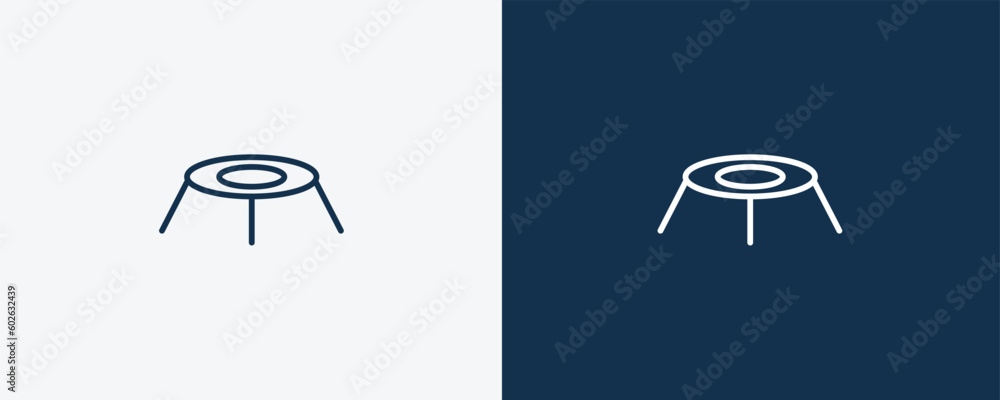 trampoline icon. Outline trampoline icon from Fitness and Gym collection. Linear vector isolated on white and dark blue background. Editable trampoline symbol.