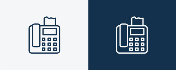 Wall Mural - telephone with fax icon. outline telephone with fax icon from technology collection. linear vector i