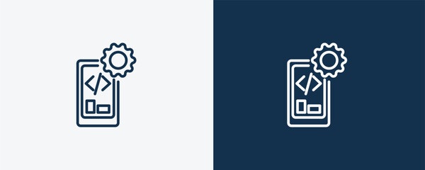 Wall Mural - mobile development icon. outline mobile development icon from information technology collection. lin