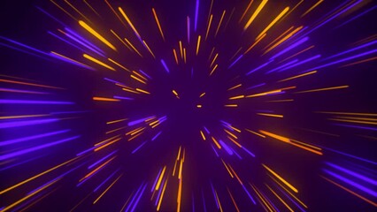Wall Mural - Flying in space with luminous neon lines. Hyperspace. The modern ultraviolet spectrum of light.