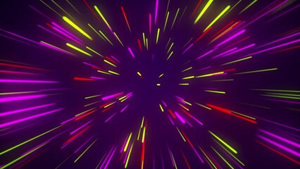 Wall Mural - Flying in space with luminous neon lines. Hyperspace. The modern ultraviolet spectrum of light.
