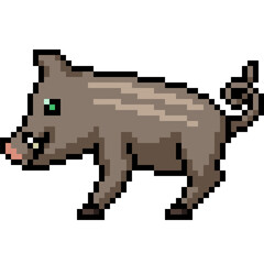 Sticker - pixel art baby brown boar