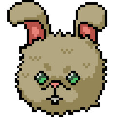 Poster - pixel art baby rabbit face