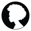 Vector Cameo of a beautiful black woman with an afro in a round frame