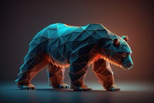 Geometric Bear Orange Teal Realistic High Detail Anamorp. Glorious Generative AI.