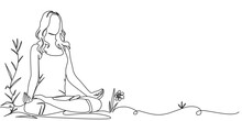 Yoga Women Line Art Style Vector Illustration, International Yoga Day Vector Illustration