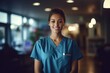 Portrait of a proud and compassionate female nurse smiling in a hospital, embodying the dedication and warmth of healthcare professionals, generative ai